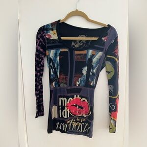 Desigual Multicolor Graphic Long Sleeve Top